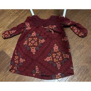 Matilda Jane Burgundy Floral Lattice‎ Long holiday Sleeve Dress Girls Size 6